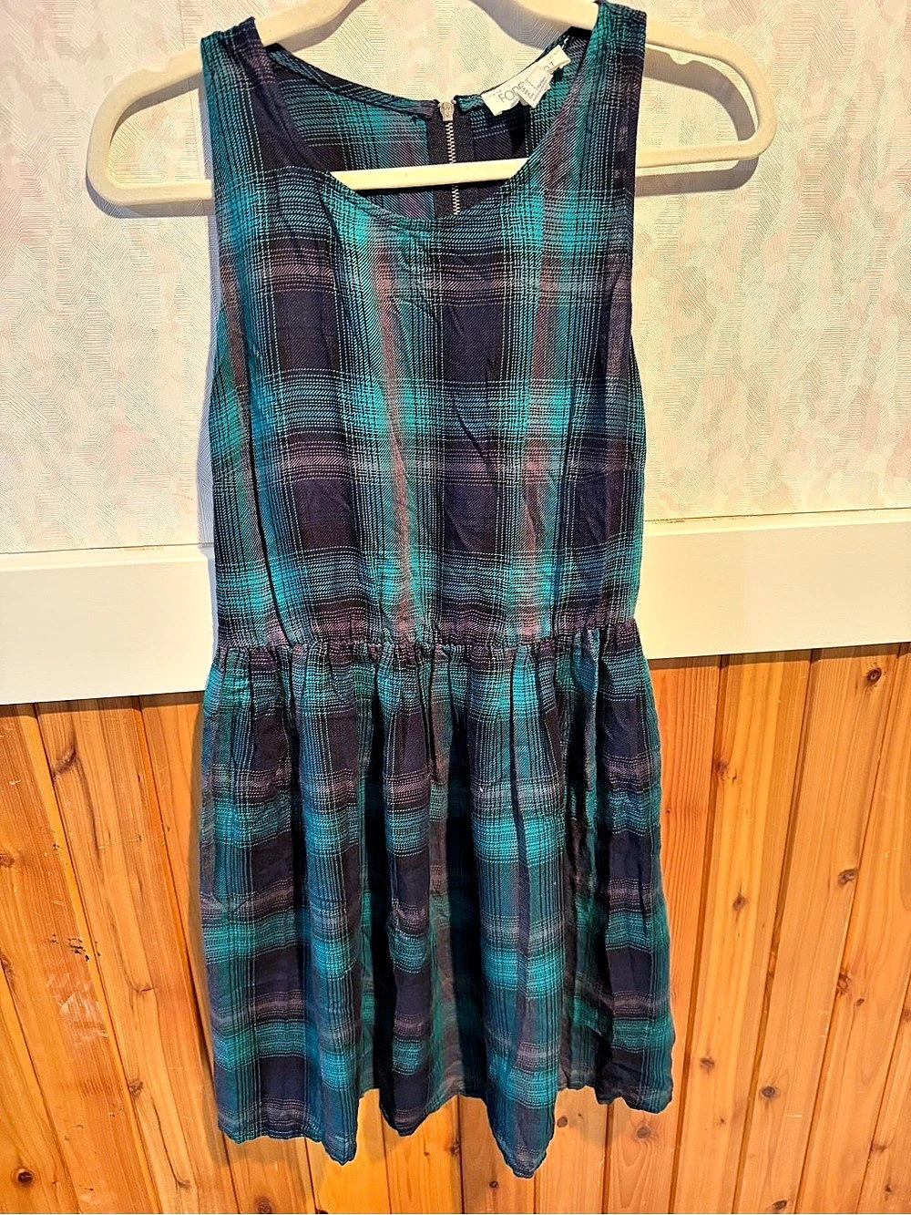 Forever 21 Plaid Mini Dress in Blue & Green Size L Like New